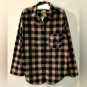 NWT:  PINK Victoria's Secret Checkered Pajama
Top - Black and Pink Size L
